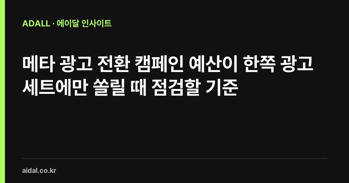 메타 광고 전환 캠페인 예산이 한쪽 광고 세트에만 쏠릴 때 점검할 기준