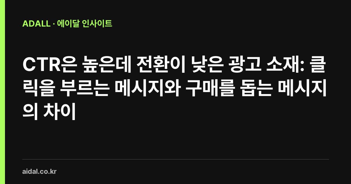 CTR은 높은데 전환이 낮은 광고 소재: 클릭을 부르는 메시지와 구매를 돕는 메시지의 차이