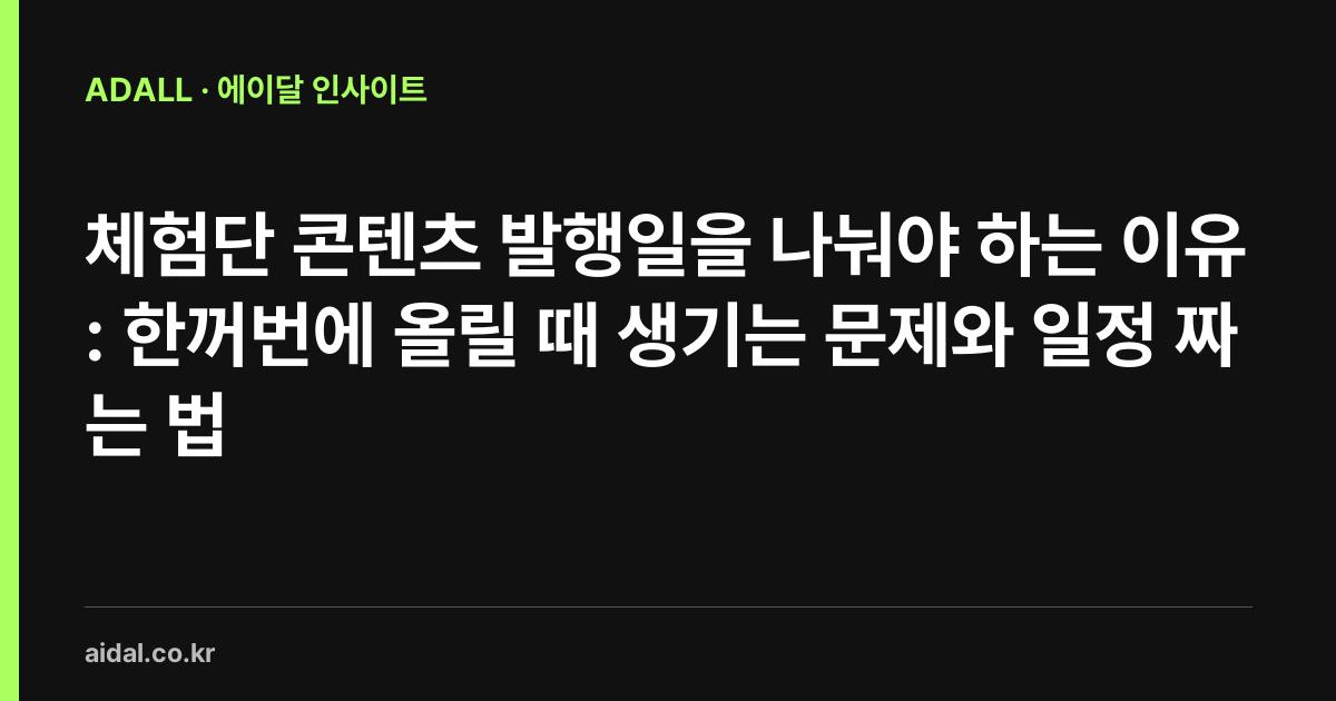 체험단 콘텐츠 발행일을 나눠야 하는 이유: 한꺼번에 올릴 때 생기는 문제와 일정 짜는 법